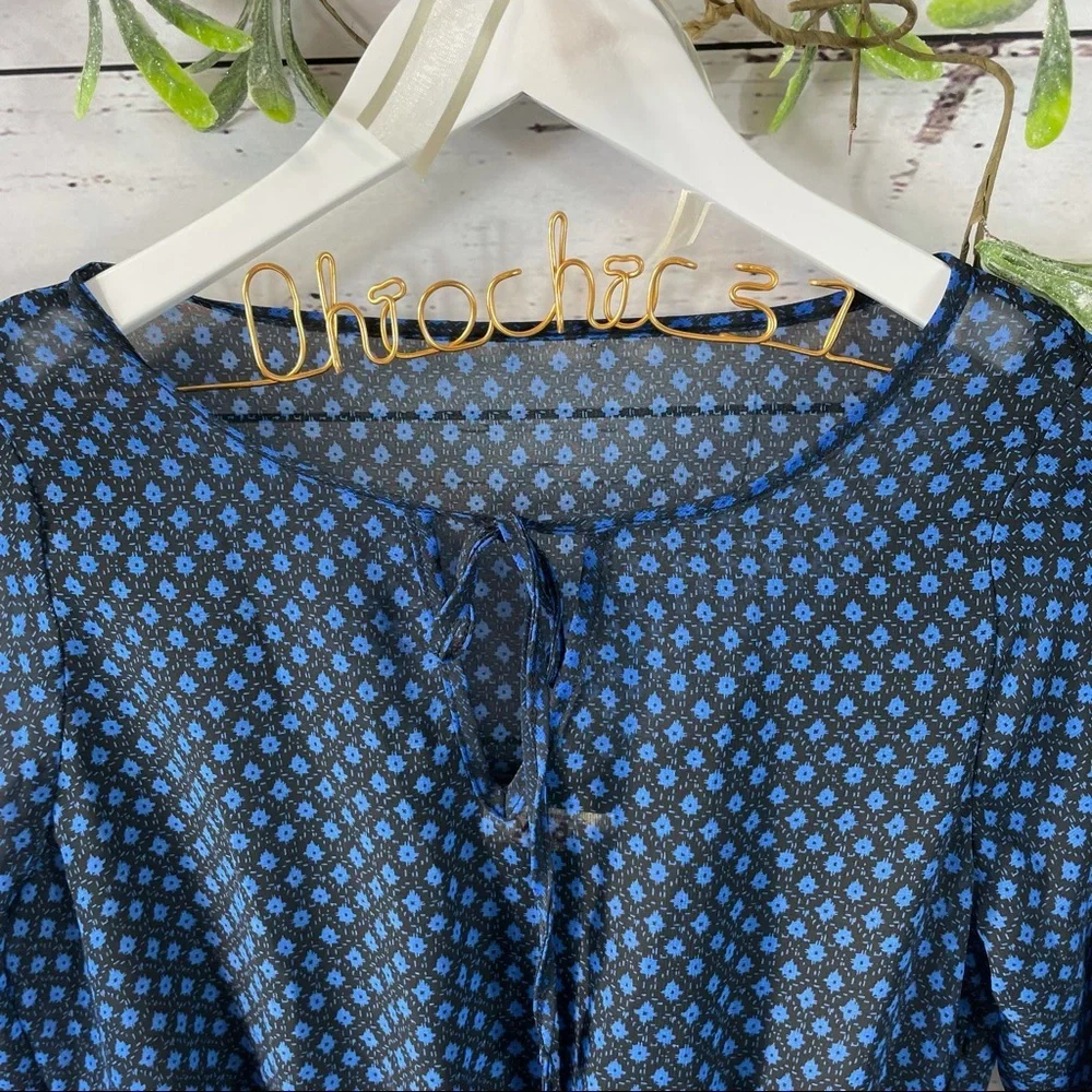 Mudd Long Sleeve Floral Blue and Black Dress. - Picture 3 of 12